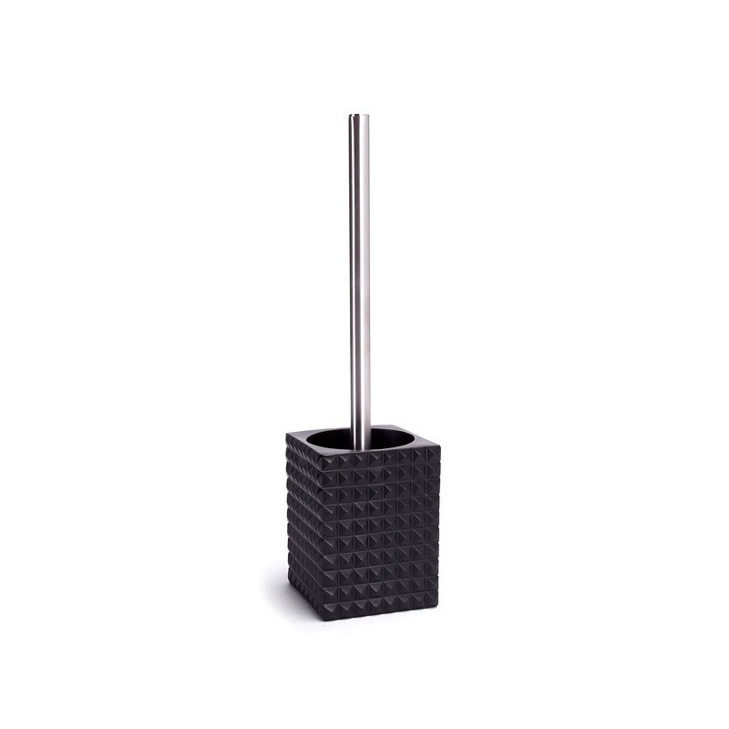 Scopino WC con supporto in resina KUBIK Nero MSV