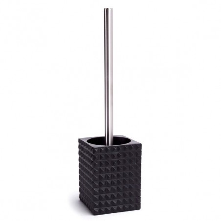 Scopino WC con supporto in resina KUBIK Nero MSV