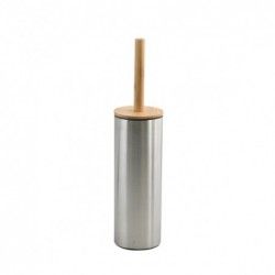 Escobillero con soporte Metalizado ADONIS de acero inoxidable y bambú - Cerdas resistentes de silicona Spirella