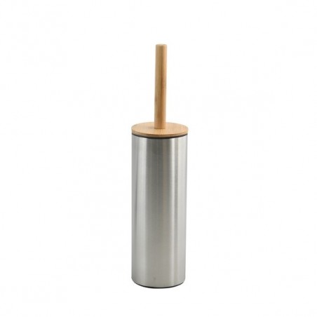 Brosse Wc avec support Acier Inox & Bambou ADONIS Brossé - Poils résistants en silicone Spirella