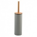 Brosse wc avec support Acier & Bambou ADONIS Taupe mat - Poils résistants en silicone Spirella
