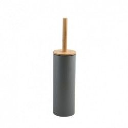 Escobillero con soporte de acero y bambú ADONIS Gris Oscuro Mate - Cerdas resistentes de silicona Spirella