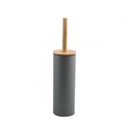 Escobillero con soporte de acero y bambú ADONIS Gris Oscuro Mate - Cerdas resistentes de silicona Spirella