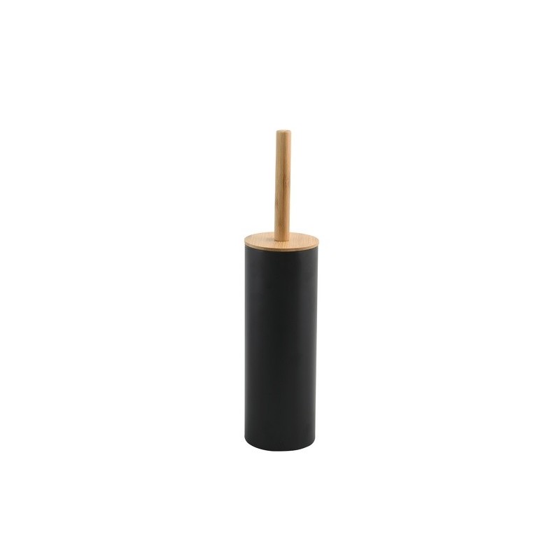 Scopino WC con supporto in acciaio e bambù ADONIS Grigio Nero opaco - Setole resistenti in silicone Spirella