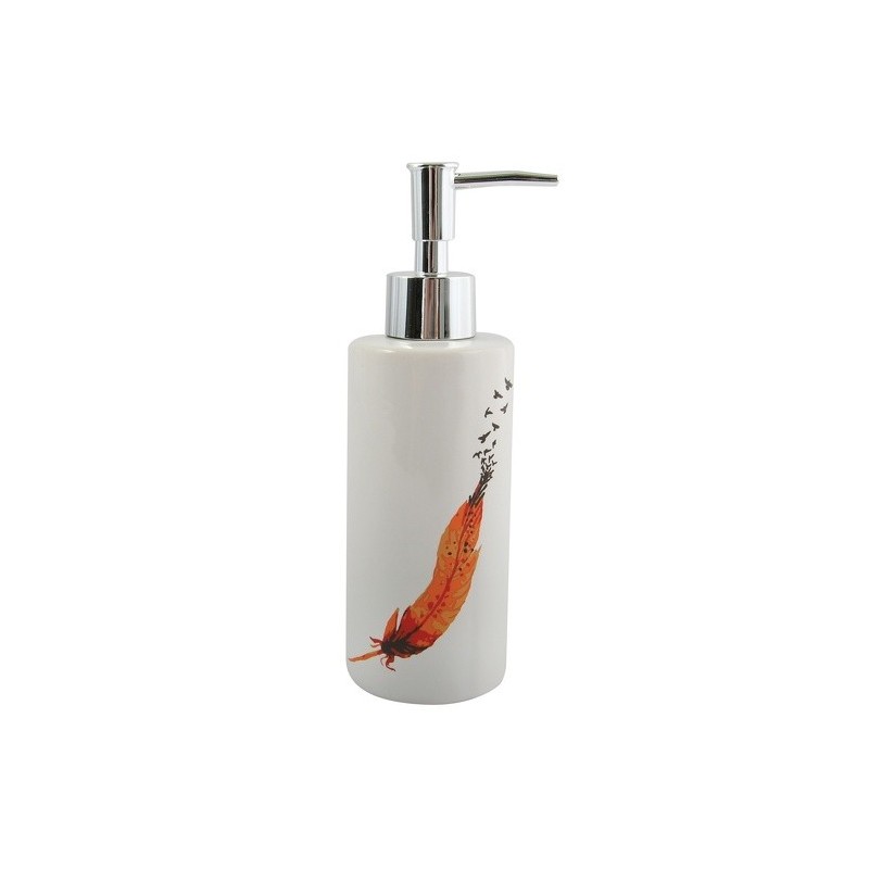 Dispensador de Jabón Cerámico INDIA Blanco y Naranja MSV