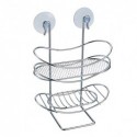 Etagère panier de douche à  ventouses ovale & Porte Savon Acier Chromé MSV