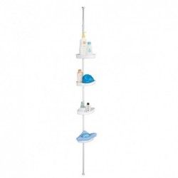 Self-supporting corner shower shelf 125-245cm White telescopic - No drilling - 4 shelves MSV