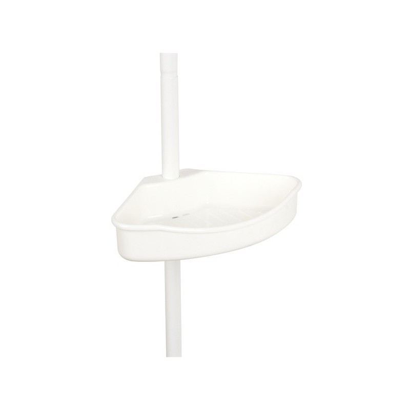MSV Etagère de douche d'angle auto-portée 125-245cm Blanc telescopique - Sans perçage - 4 tablettes