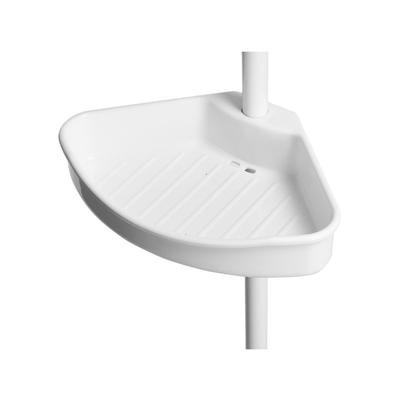 Estante de ducha de esquina autoportante 125-245cm Blanco telescópico - Sin taladrar - 4 estantes MSV
