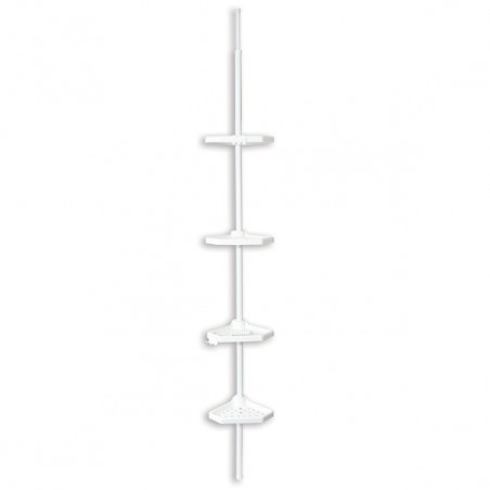 Estante de ducha de esquina autoportante 135-260cm Blanco telescópico - Sin taladrar - 4 estantes MSV