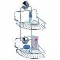 Etagère serveur de douche d'angle 2 niveaux à  ventouses Chromé MSV