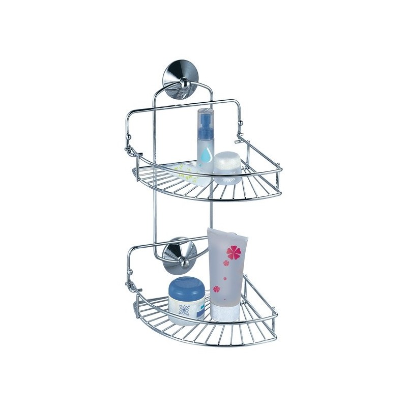 Etagère serveur de douche d'angle 2 niveaux à  ventouses Chromé MSV