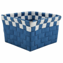 MSV Panier de rangement 10x10x7,5cm Bleu Marine & Blanc