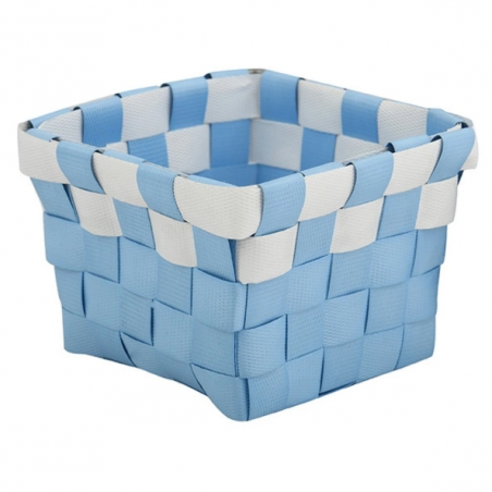 Panier de rangement 10x10x7,5cm Bleu Pastel & Blanc MSV