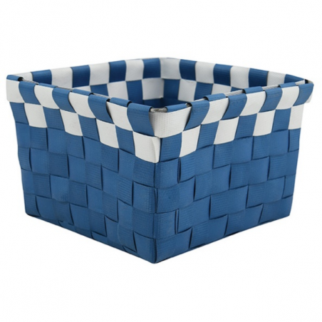Panier de rangement 14x14x9cm Bleu Marine & Blanc MSV