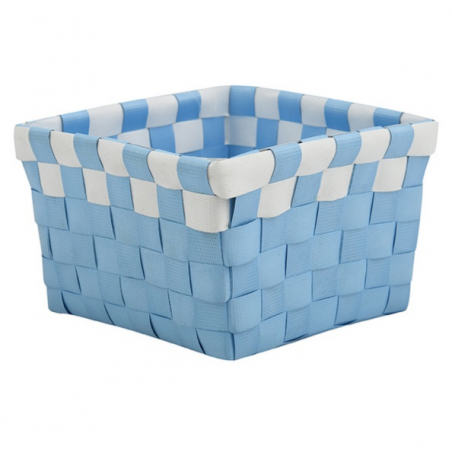 Panier de rangement 14x14x9cm Bleu Pastel & Blanc MSV