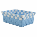 Panier de rangement 19x14x8cm Bleu Pastel & Blanc MSV