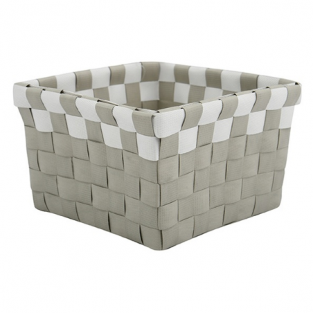 Panier de rangement 14x14x9cm Taupe & Blanc MSV