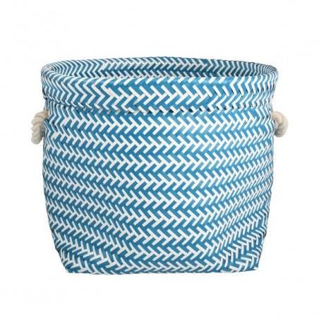 Panier de rangement avec poignées 32x27cm Bleu & Blanc MSV