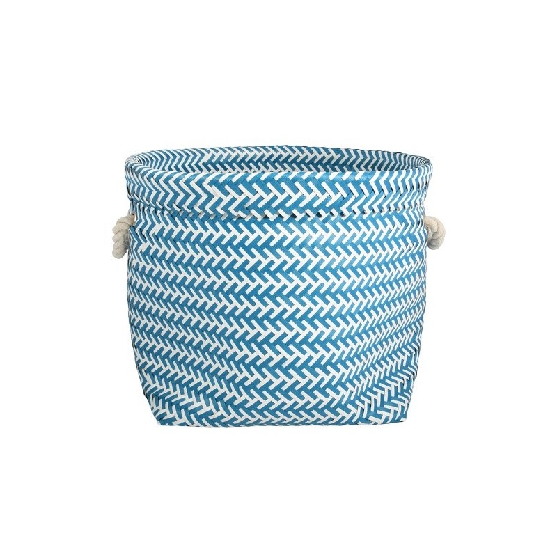 MSV Panier de rangement avec poignées 35x30cm Bleu & Blanc