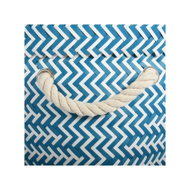MSV Panier de rangement avec poignées 35x30cm Bleu & Blanc