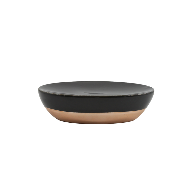 Porte Savon Céramique AMMAN Noir & Doré MSV