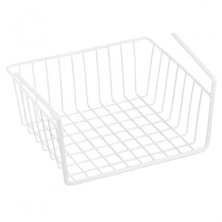 Cesta de almacenamiento colgante con estante 30x25,5x14cm en Acero Blanco Mate MSV