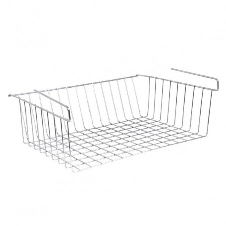 Panier de rangement suspendu à  étagère 38x26x14cm en Acier Chromé MSV