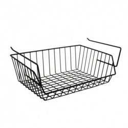 Hanging storage basket with shelf 40x27x17.5cm in Matte Black Steel MSV
