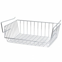 Hanging storage basket with shelf 40x27x14cm in Chrome Steel MSV