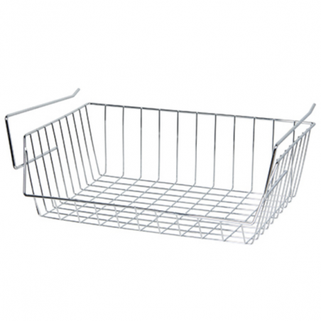Panier de rangement suspendu à  étagère 40x27x14cm en Acier Chromé MSV