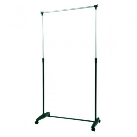 Portant à  vêtements à  roulettes Inox 87-160cm Noir - Hauteur ajustable MSV
