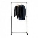 Portant à  vêtements à  roulettes Inox 87-160cm Noir - Hauteur ajustable MSV
