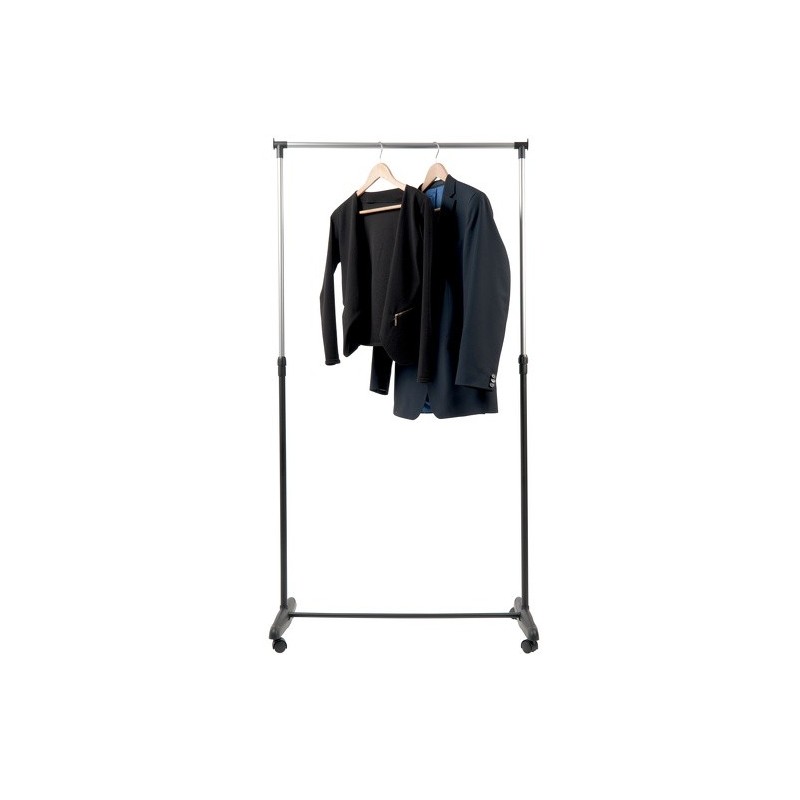 Portant à  vêtements à  roulettes Inox 87-160cm Noir - Hauteur ajustable MSV