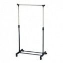 Portant à  vêtements à  roulettes en Inox 101-170cm Noir - Hauteur ajustable MSV