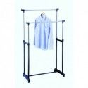 Double Portant à  vêtements extensible 95-160cm Inox Noir MSV