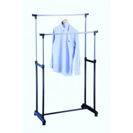 Double Portant à  vêtements extensible 95-160cm Inox Noir MSV