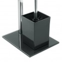 Portarollos escobillero  Combinado Acero Inoxidable Y Vidrio Negro MSV