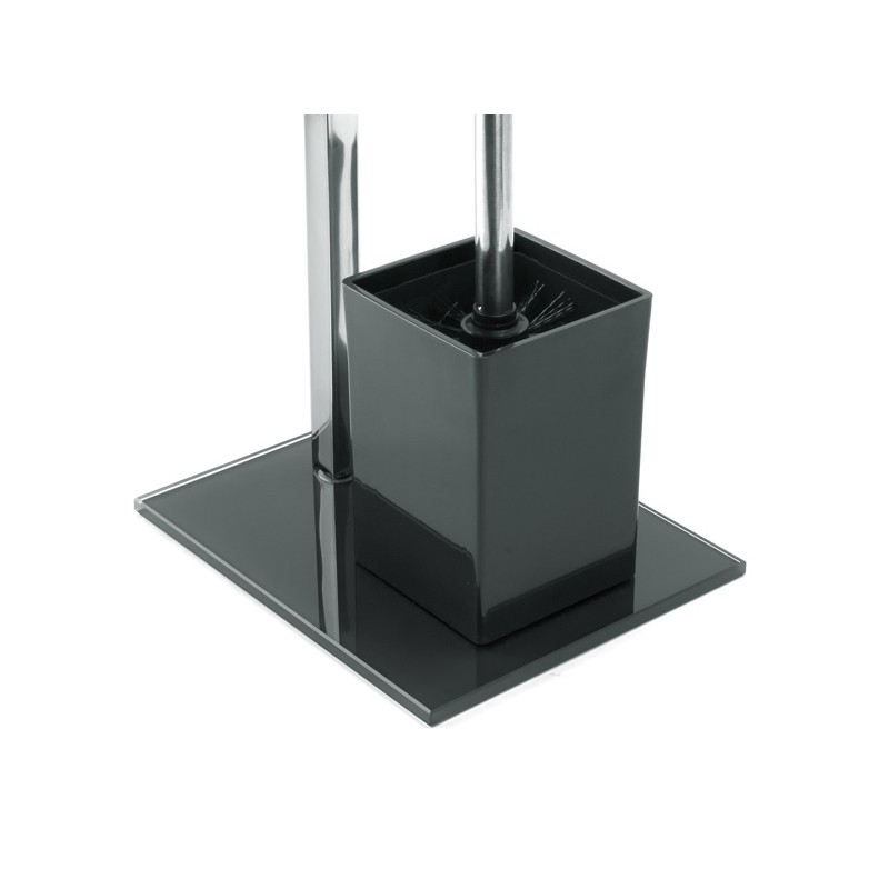Portarollos escobillero  Combinado Acero Inoxidable Y Vidrio Negro MSV