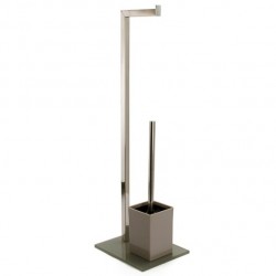 MSV Combined Wc Stainless Steel & Taupe Glass