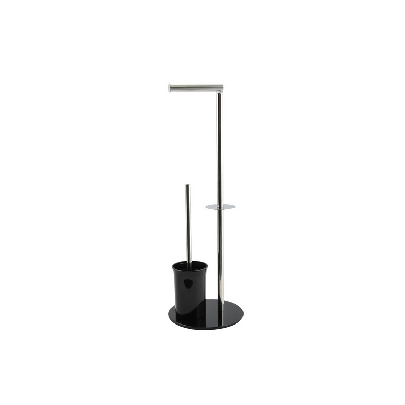 Portarollos escobillero  Combinado Acero Inoxidable Y Vidrio Negro MSV