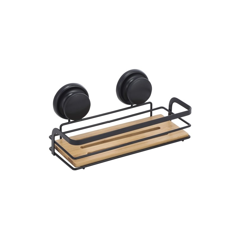 MSV Duschregal mit Saugnäpfen Steel & Bamboo Mattschwarz
