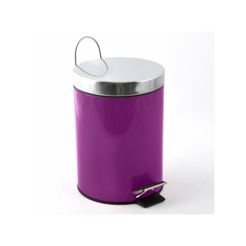 Papelera con pedal de acero inoxidable 3L Morado MSV