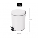 Poubelle à  pédale Acier SYDNEY 5L Blanc Spirella