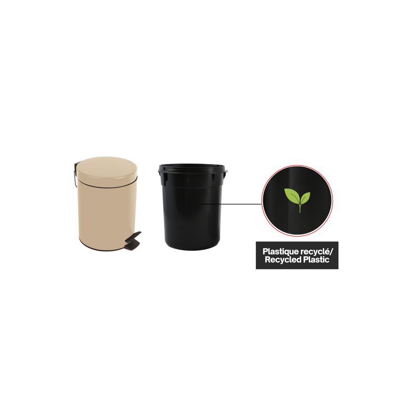 Papelera con pedal Acero SYDNEY 3L Beige Arena Spirella