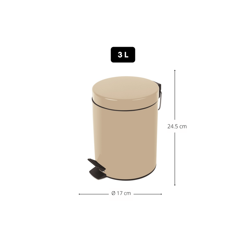Pattumiera a pedale Acciaio SYDNEY 3L Beige Sabbia Spirella