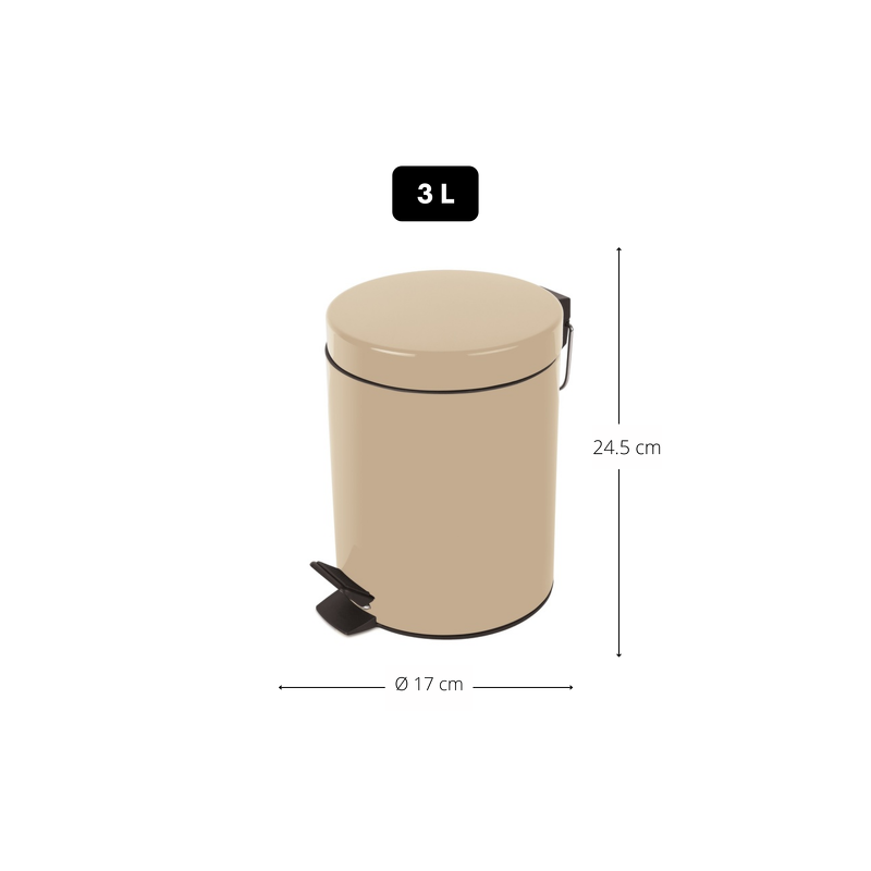 Poubelle à  pédale Acier SYDNEY 3L Beige Sable Spirella