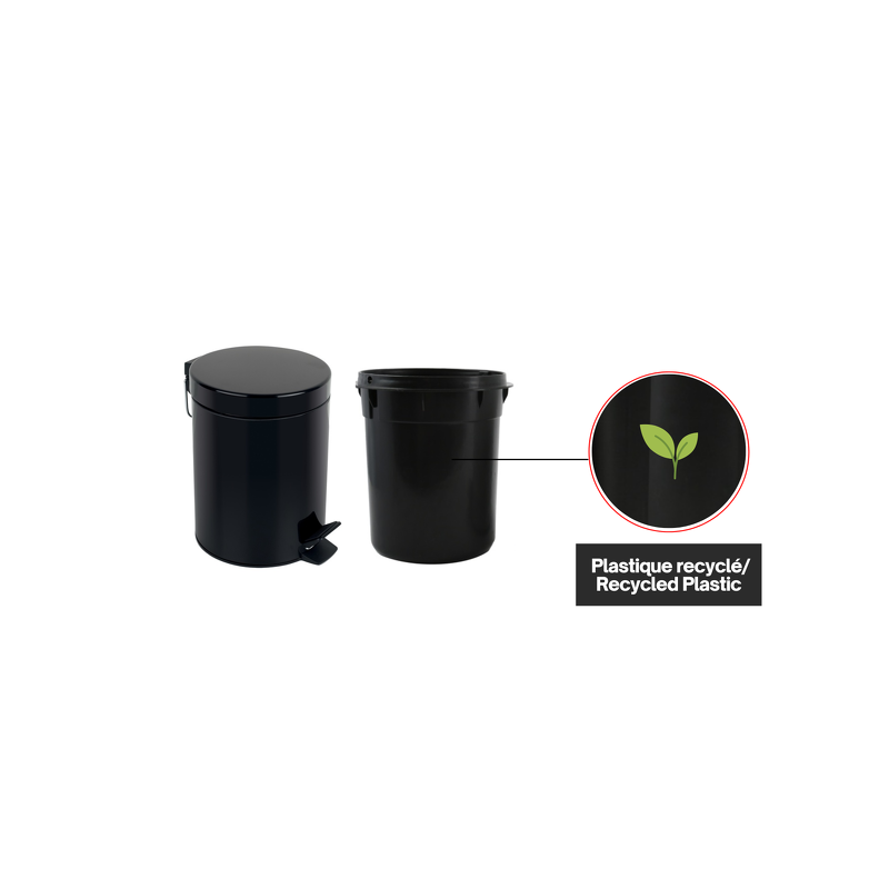 Papelera con pedal Acero SYDNEY 3L Negro Spirella