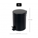 Poubelle à  pédale Acier SYDNEY 3L Noir Spirella