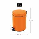 Poubelle à  pédale Acier SYDNEY 3L Orange Spirella